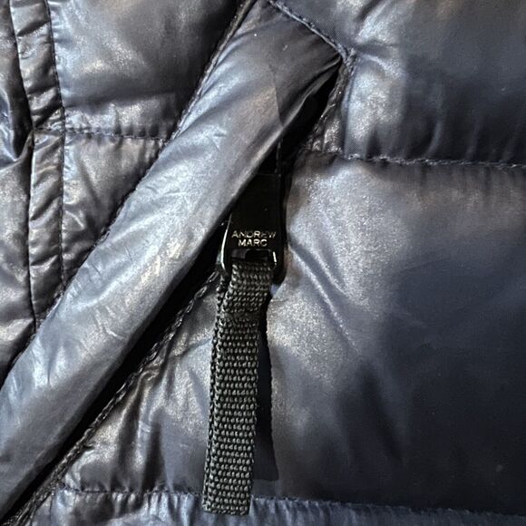 Andrew Marc Puffer 650 fill Down Jacket Coat Packable Women M Navy Black - Picture 5 of 16